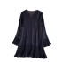 High end early spring dress for women in 2024, new design, flared sleeves, loose and slim, ruffled edge formal dress
