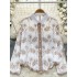 2024 Spring Wear New Heavy Industry Sequin Embroidered Shirt for Women with Wave Edge Loose and Slim Appearance Top for Women