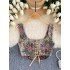 American retro spicy girl camisole vest for summer western-style retro palace style jacquard strap short top