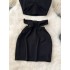 European and American Instagram Dressing for Women with Pure Desire, Dark Style, Sexy Hanging Neck Vest, Women's Top+Design Feeling Wrapped Hip Short Skirt Set