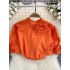 French haute couture three-dimensional cut flower shirt, women's western-style bubble sleeve top, versatile and slimming fashionable shirt trend