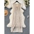 Korean style knitted cardigan jacket, women's design with hook flower hollowed out retro fashionable and versatile long vest top