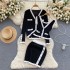 Korean style early spring outfit with a small fragrance set, knitted cardigan, short vest, versatile half skirt, three piece set, trendy