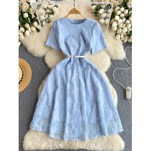 French gentle style dress for women, light luxury embroidery, sequin flowers, slim fit, medium length, high-end feeling, thousand gold style dress