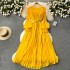 French Light Luxury Palace Style Dress for Women's Summer New Lace Hollow Lantern Sleeves with Unique Fairy Dress Design