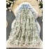 Bohemian vintage tassel skirt for women's 2024 new fashionable vacation style printed mid length A-line skirt
