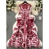 French haute couture dress for women, light luxury, heavy industry, pleated, slim fit, long design, halo dye printed dress, skirt