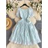 French gentle style small dress, socialite high-end niche jacquard sweet wood ear edge slim fit mid length dress for women