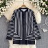 European and American foreign trade women's high-end shirts, women's loose and slimming design, striped long sleeved shirts, spring top for women