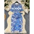 European and American style women's dress 2024 summer new high-end feeling tie waist fake two printed French skirts