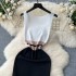 Sleeveless square necked knitted vest skirt with a high-end sense, temperament, goddess style, slim fit, contrasting color patchwork, spicy girl wrap buttocks dress