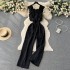 Women's 2024 Summer New Age Reducing Ruffle Edge Flying Sleeves Elastic Waist Slimming Wide Leg jumpsuit for Women