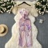 Beach Skirt Women's Beach Vacation Elegance Goddess Fan Xinji Hollow Neck Hanging Strap Wrapped Hip Split Mesh Dress