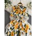 2024 new high-end short sleeved waist cinched floral dress, super fairy forest style first love, kikyo sweet and fresh long dress