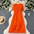 Light mature style high-end women's dress 2024 summer design feeling pleated thin commuting short sleeved, age reducing long skirt