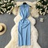 China-Chic style cheongsam style dress women's design sense small side slit slim sleeveless neck knit dress