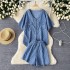 Slightly chubby oversized women's clothing, a complete set of small fragrant style, loose and versatile denim shirt, top, wide leg pants, two-piece set