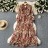 High end dress, female niche, light and familiar style, bow tie, waist up, slimming temperament, floral chiffon pleated long skirt