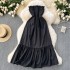 Sexy strapless off the shoulder dress, popular on the internet for women, new niche and unique sleeveless waist cinching dress for a slimming and elegant vacation long dress