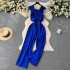 Women's 2024 Summer New Age Reducing Ruffle Edge Flying Sleeves Elastic Waist Slimming Wide Leg jumpsuit for Women