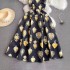 Luxury and Luxury Celebrity Style Printed Round Neck A-line Skirt 2024 Summer New Fashionable Waist Covering Flesh Dress