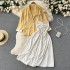 French haute couture loose, sweet and salty set women's long sleeved suit jacket+floral fairy suspender dress