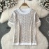 Spring New Sexy and Light Mature Style, Vintage Long sleeved Short Style, Embroidered Open Navel, Underlay Lace Top