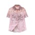 Korean style gentle and versatile diamond embellished flower shirt for women's summer wear, thin and transparent bubble sleeve shirt, stylish French top