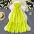 Sexy strapless off the shoulder dress, popular on the internet for women, new niche and unique sleeveless waist cinching dress for a slimming and elegant vacation long dress