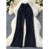 High waisted versatile casual pants, new summer style drawstring waist loose wide leg straight leg pants, pleated thin long pants