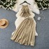 Korean Gentle Set Women's Western Style Waist Pulling Rope Suspended Top+High Waist Large Swing Half Skirt Age Reducing Two Piece Set