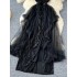 High end elegant dress, female niche, socialite style, one shoulder strap, mesh patchwork, sequin split long dress