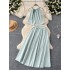 Korean Sweetheart Set Women's High end Flower Hanging Neck Strap Top+High Waist Large Swing Half skirt Pure Desire Set