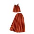 Korean Sweetheart Set Women's High end Flower Hanging Neck Strap Top+High Waist Large Swing Half skirt Pure Desire Set