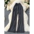 High waisted versatile casual pants, new summer style drawstring waist loose wide leg straight leg pants, pleated thin long pants