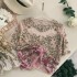 2020 runway runway socialite temperament embroidery nail bead bling glitter short sleeved see through T-shirt top