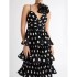 Australian high-end wave point suspender mid length dress with a slim fit and three-dimensional floral design, high-end layered cake dress for women