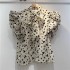 2024 summer clothing new niche design bow loose shirt sexy lady bubble sleeves short sleeved chiffon shirt