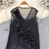 Internet celebrity's 2024 summer new item, niche socialite, three-dimensional flower design, mesh transparent V-neck vest