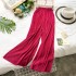 Evening style wide leg pants chic gentle temperament solid color small fresh elastic waist pleated straight tube versatile casual pants