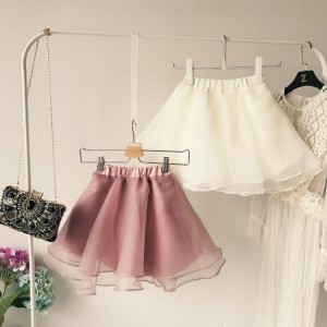 Korean brand fashionable simple solid color elastic high waisted organza fluffy skirt princess performance dance skirt half body skirt pants