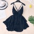 Ins mini dress dress V-neck sexy backless cross suspender high waist slimming A-line fluffy skirt fairy dress