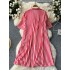 Korean style fashionable casual shirt for women's summer wear, mid to long, lazy style, loose and slimming, A-line versatile striped dress