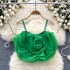 A niche vacation style organza three-dimensional flower camisole vest for women's summer new stylish and versatile short top