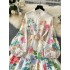 2024 early spring new niche elegant printed buckle slim fit long French bubble sleeve dress temperament dress