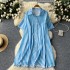 Korean style fashionable casual shirt for women's summer wear, mid to long, lazy style, loose and slimming, A-line versatile striped dress