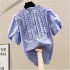 White spliced mushroom edge chiffon shirt for women's summer wear, new fashionable versatile shirt, short sleeved slimming high-end top