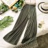 Evening style wide leg pants chic gentle temperament solid color small fresh elastic waist pleated straight tube versatile casual pants