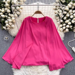 European and American plus size women's clothing design sense cape pullover shirt for women, high-end sense for ladies to wear, temperament for spring women's top