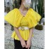 2024 summer new style versatile design shirt V-neck French slimming bubble sleeve top for women